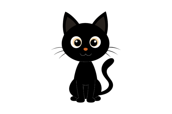 Black Cat Silhouette on White Background