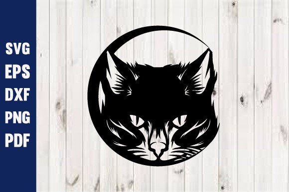 Black Cat Wall Art Decor Laser Cut DXF