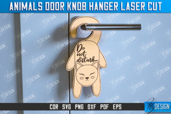 Cat Door Knob Hanger Door Sign CNC