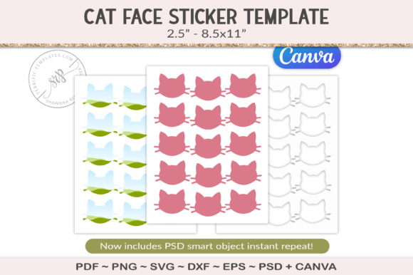 Cat Face Collage 2.5 Template Sheet
