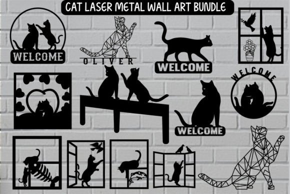 Cat Laser Cut File Metal Wall Art Bundle