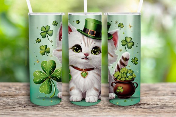 Cat St Patricks Day Tumbler Wrap Png