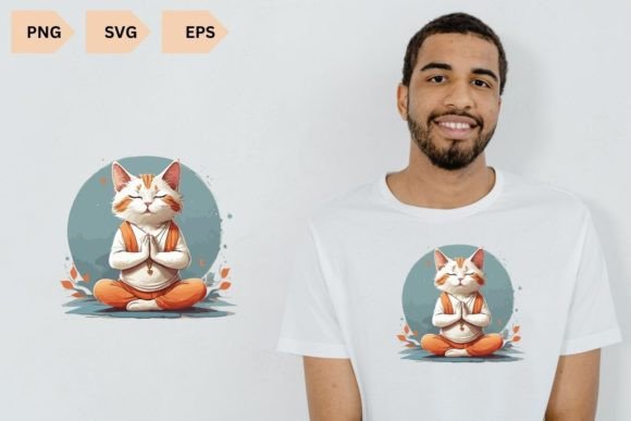Cat Yoga Pose Embroidery Design