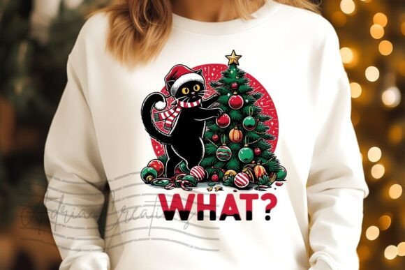 Funny Cat Christmas Clipart Sublimation