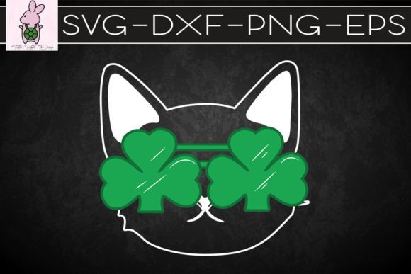 Green Cat with Clover Glasses