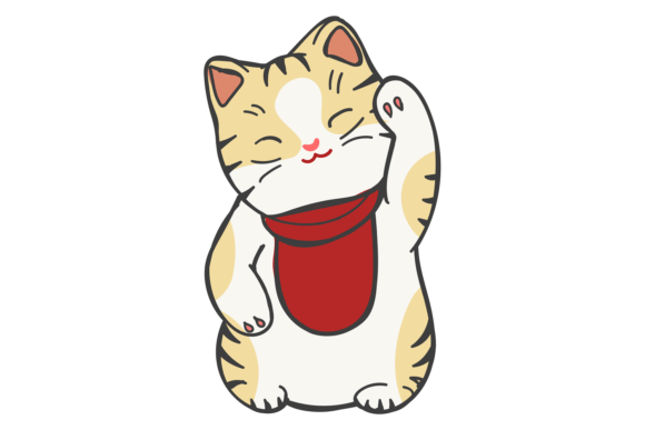 Maneki Neko Icon. Lucky Cat Asian Figuri