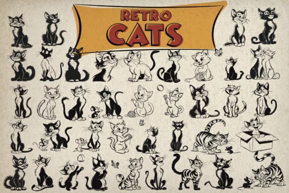 Retro Cat Clipart Bundle Review