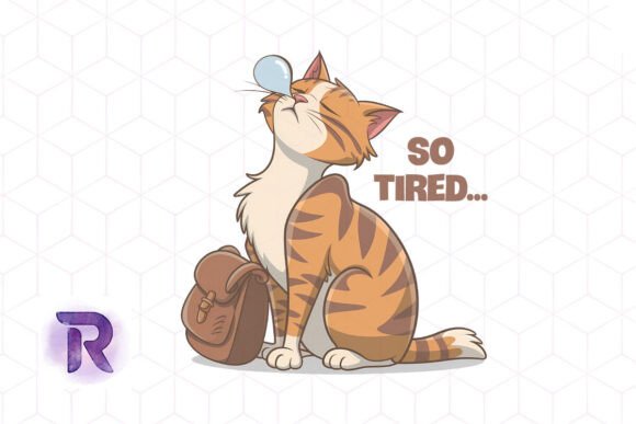 So Tired Funny Cat Sublimation PNG