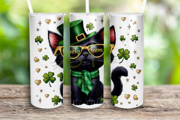 St Patricks Day Cat Tumbler Wrap Png