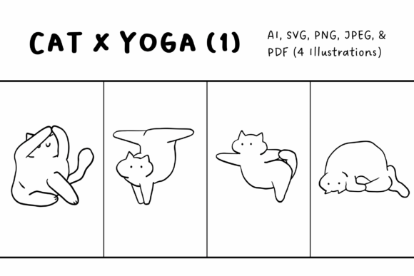 Yoga Cat Illustrations Set 1
