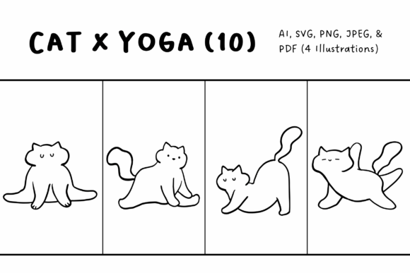 Yoga Cat Illustrations Set 10