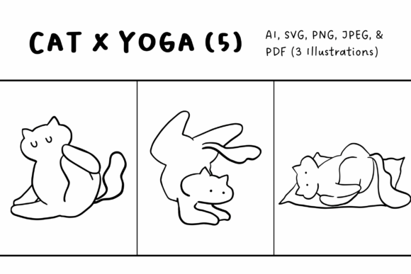 Yoga Cat Illustrations Set 5